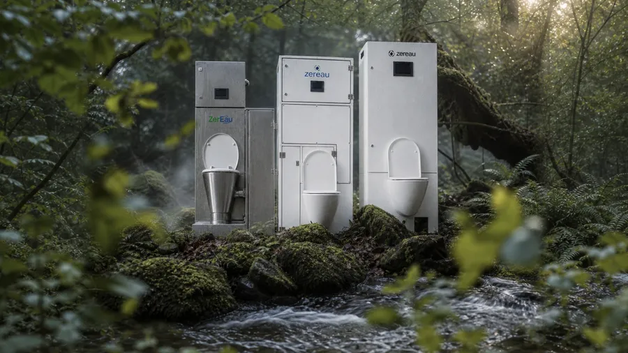 Drie filtersystemen van Zereau in een bosbeek