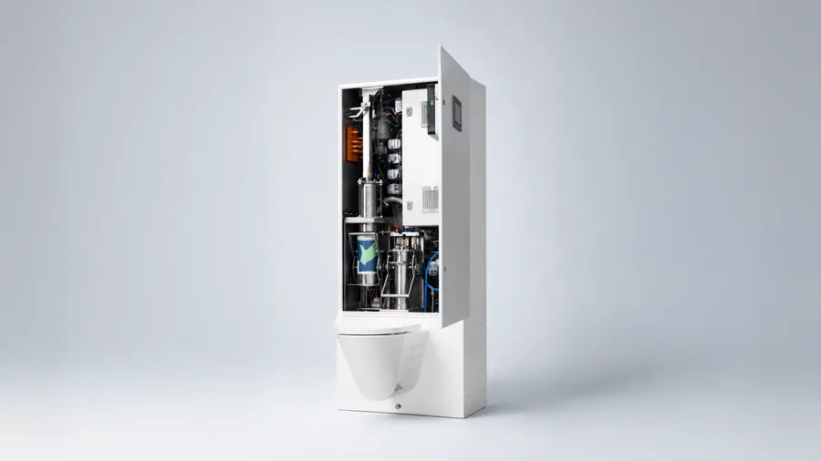 The Toilet Filter System captures solids and radionuclides before the treated water enters the buffer.